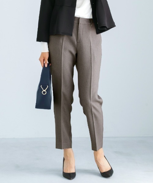 WHITE JOOLA（ホワイトジョーラ）の「【洗える・撥水・サステナブル素材】シャークスキンツイード・ストレートパンツ（スラックス・レディース・ブラウン/ネイビー・S/M/L）」の7枚目の写真