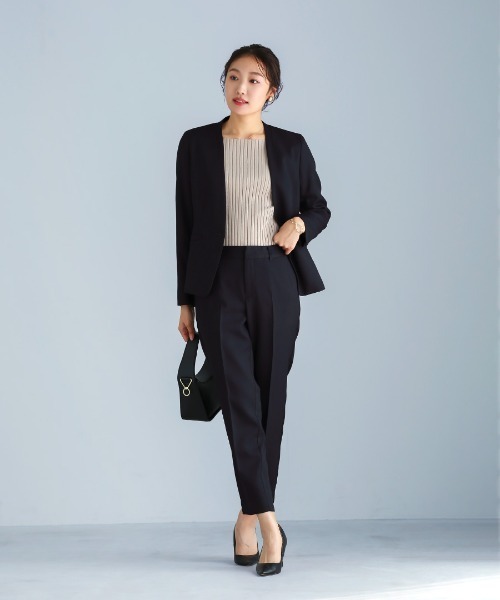 WHITE JOOLA（ホワイトジョーラ）の「【洗える・撥水・サステナブル素材】シャークスキンツイード・ストレートパンツ（スラックス・レディース・ブラウン/ネイビー・S/M/L）」の8枚目の写真