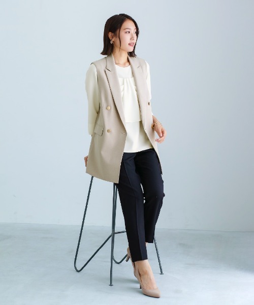 WHITE JOOLA（ホワイトジョーラ）の「【洗える・撥水・サステナブル素材】シャークスキンツイード・ストレートパンツ（スラックス・レディース・ブラウン/ネイビー・S/M/L）」の12枚目の写真