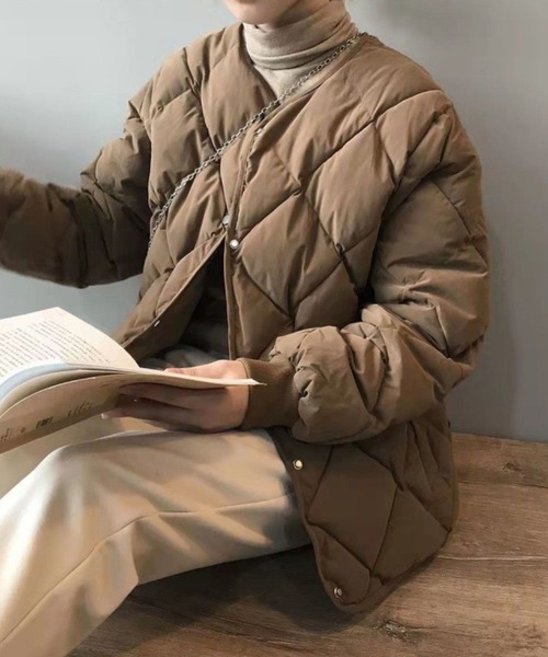 CADBURY(キャドバリー)の「中綿キルティングハーフコート(その他アウター・レディース・ブラウン/ホワイト/ブラック・MEDIUM/LARGE/X-LARGE)」の1枚目の写真