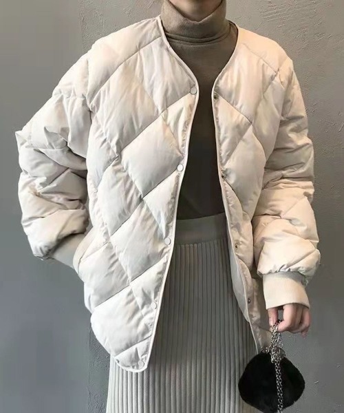 CADBURY(キャドバリー)の「中綿キルティングハーフコート(その他アウター・レディース・ブラウン/ホワイト/ブラック・MEDIUM/LARGE/X-LARGE)」の2枚目の写真