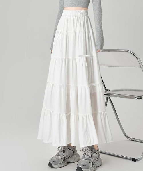FAVORITO（ファヴォリート）の「リボンタイスカート（スカート・レディース・ブルー/ブラック/ホワイト/ピンク・M/L/XL）」の2枚目の写真
