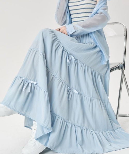 FAVORITO（ファヴォリート）の「リボンタイスカート（スカート・レディース・ブルー/ブラック/ホワイト/ピンク・M/L/XL）」の9枚目の写真