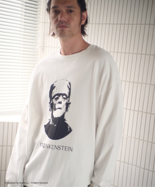 ADAM PATEK（アダムパテック）の「ADAMPATEK/Frankenstein portrait long sleeve/フランケンシュタイン肖像画デザインコラボロンT(AP2524019)（Tシャツ/カットソー・レディース・ホワイト/ブラック・1/2）」の7枚目の写真