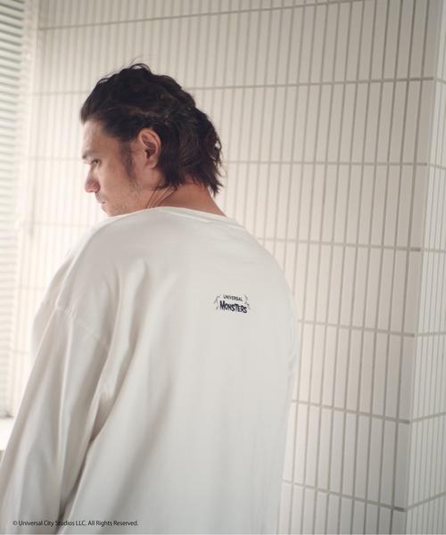 ADAM PATEK（アダムパテック）の「ADAMPATEK/Frankenstein portrait long sleeve/フランケンシュタイン肖像画デザインコラボロンT(AP2524019)（Tシャツ/カットソー・レディース・ホワイト/ブラック・1/2）」の8枚目の写真