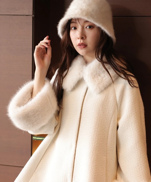 ツィードファー衿ショートコート（その他アウター）｜Rirandture（リ