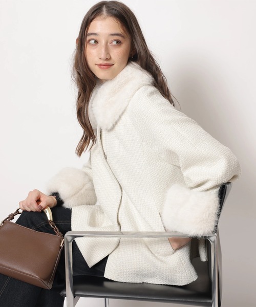 ツィードファー衿ショートコート（その他アウター）｜Rirandture（リ