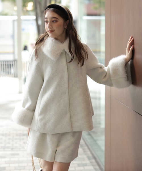 ツィードファー衿ショートコート（その他アウター）｜Rirandture（リ