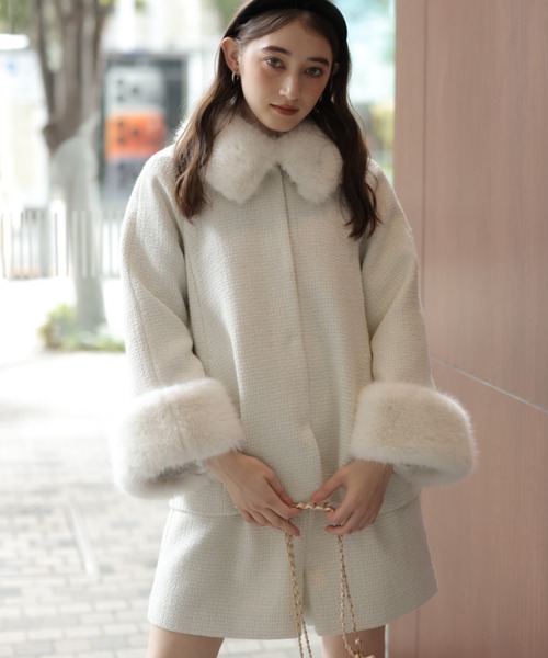 ツィードファー衿ショートコート（その他アウター）｜Rirandture（リ