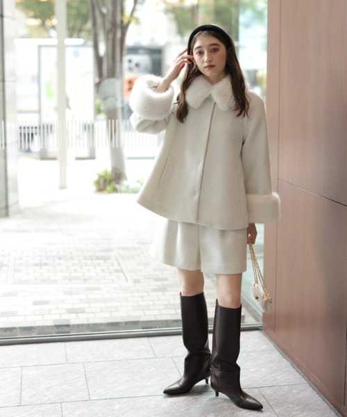ツィードファー衿ショートコート（その他アウター）｜Rirandture（リ