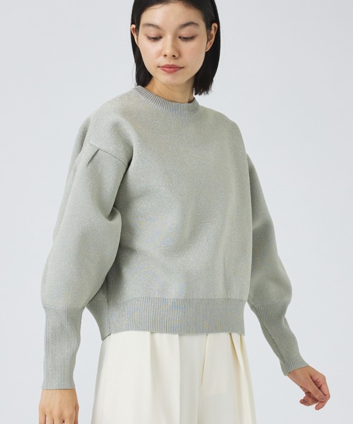 NOMINE（ノミネ）の「【NOMINE】プレーティングニット プルオーバー（ラメ混・無地）（ニット/セーター・レディース・ブラック系その他/ブラック/その他/ベージュ・フリー）」の4枚目の写真
