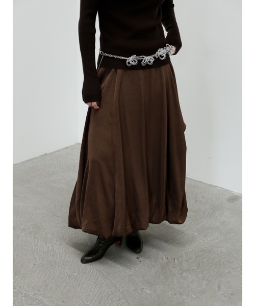 Katrin TOKYO(カトリーントーキョー)の「balloon satin skirt(スカート・レディース・ホワイト/ダークブラウン・FREE/XS)」の12枚目の写真
