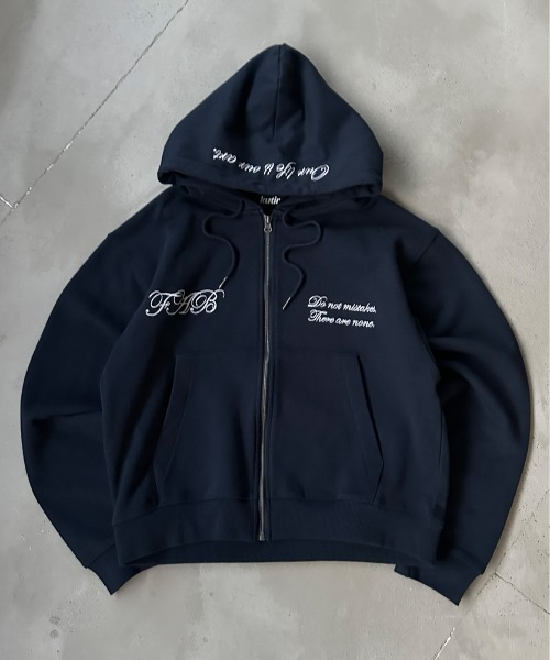 FEMBROIDERED DESIGN FULL ZIP HOODIE／刺繍デザインフルジップ