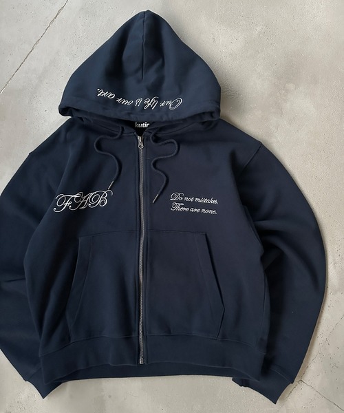 FEMBROIDERED DESIGN FULL ZIP HOODIE／刺繍デザインフルジップ