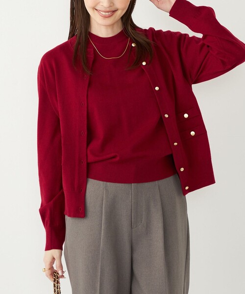 SHIPS Colors:〈手洗い可能〉14ゲージ クルーネック カーディガン