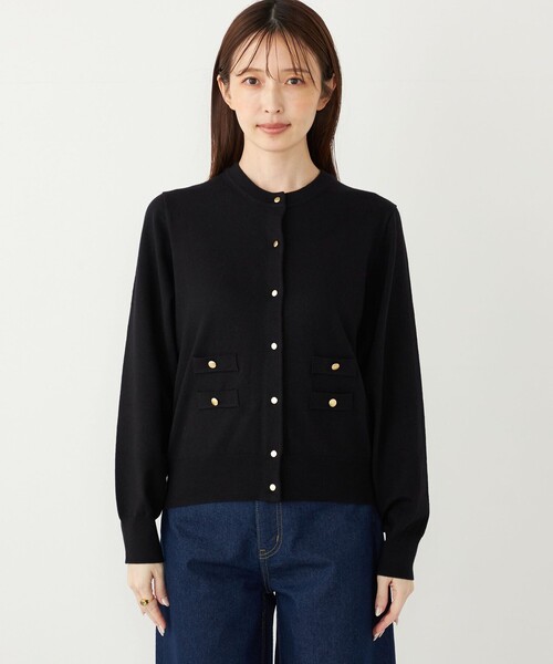 SHIPS Colors:〈手洗い可能〉14ゲージ クルーネック カーディガン