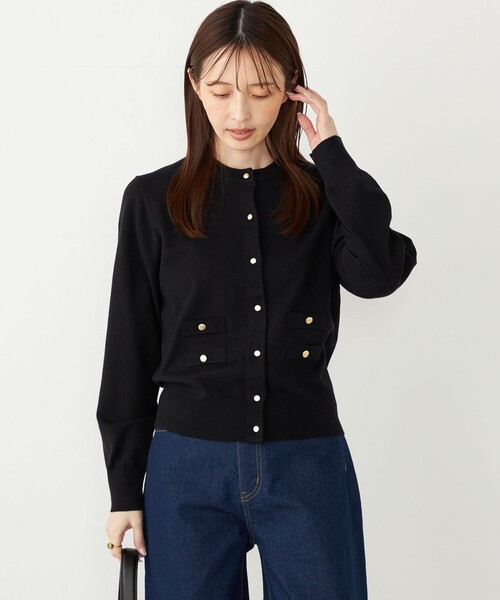 SHIPS Colors:〈手洗い可能〉14ゲージ クルーネック カーディガン