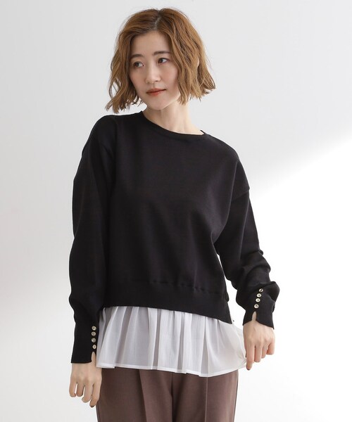 grove（グローブ）の「裾レイヤードニットプルオーバー（ニット/セーター・レディース・グレー系4/ブラック系4/レッド系6・02/03/01/04/05）」の2枚目の写真