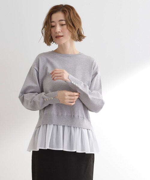 grove（グローブ）の「裾レイヤードニットプルオーバー（ニット/セーター・レディース・グレー系4/ブラック系4/レッド系6・02/03/01/04/05）」の3枚目の写真