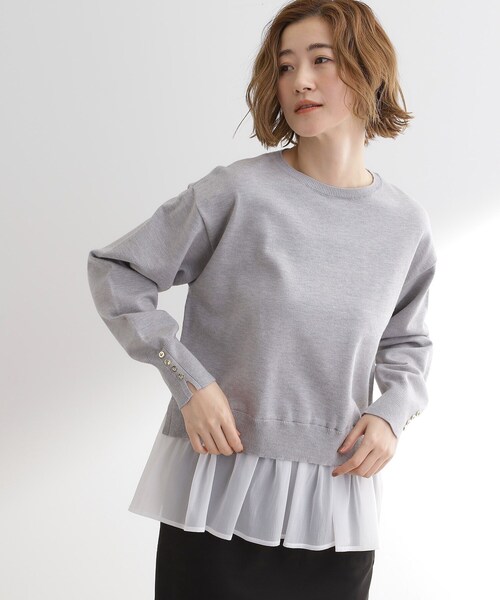 grove（グローブ）の「裾レイヤードニットプルオーバー（ニット/セーター・レディース・グレー系4/ブラック系4/レッド系6・02/03/01/04/05）」の4枚目の写真