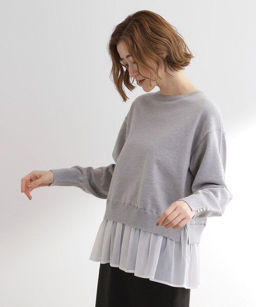 grove（グローブ）の「裾レイヤードニットプルオーバー（ニット/セーター・レディース・グレー系4/ブラック系4/レッド系6・02/03/01/04/05）」の5枚目の写真