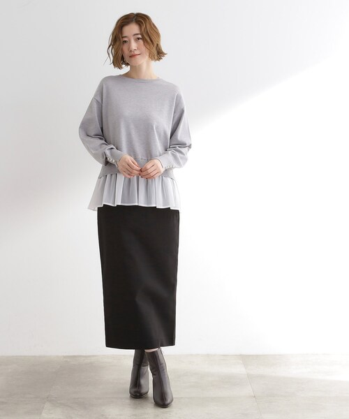 grove（グローブ）の「裾レイヤードニットプルオーバー（ニット/セーター・レディース・グレー系4/ブラック系4/レッド系6・02/03/01/04/05）」の6枚目の写真