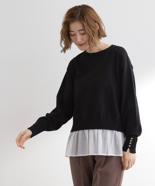 grove（グローブ）の「裾レイヤードニットプルオーバー（ニット/セーター・レディース・グレー系4/ブラック系4/レッド系6・02/03/01/04/05）」の9枚目の写真