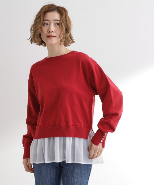 grove（グローブ）の「裾レイヤードニットプルオーバー（ニット/セーター・レディース・グレー系4/ブラック系4/レッド系6・02/03/01/04/05）」の12枚目の写真