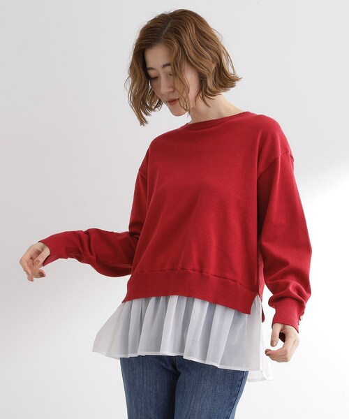 grove（グローブ）の「裾レイヤードニットプルオーバー（ニット/セーター・レディース・グレー系4/ブラック系4/レッド系6・02/03/01/04/05）」の13枚目の写真