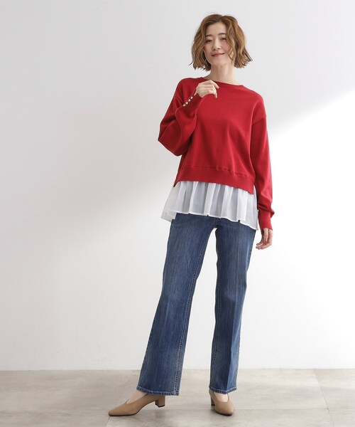 grove（グローブ）の「裾レイヤードニットプルオーバー（ニット/セーター・レディース・グレー系4/ブラック系4/レッド系6・02/03/01/04/05）」の14枚目の写真