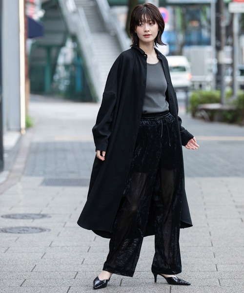 Munich（ミューニック）の「メランジツイルワイドシャツワンピース（シャツワンピース・レディース・ブラウン/ブラック/チャコールグレー・FREE）」の2枚目の写真