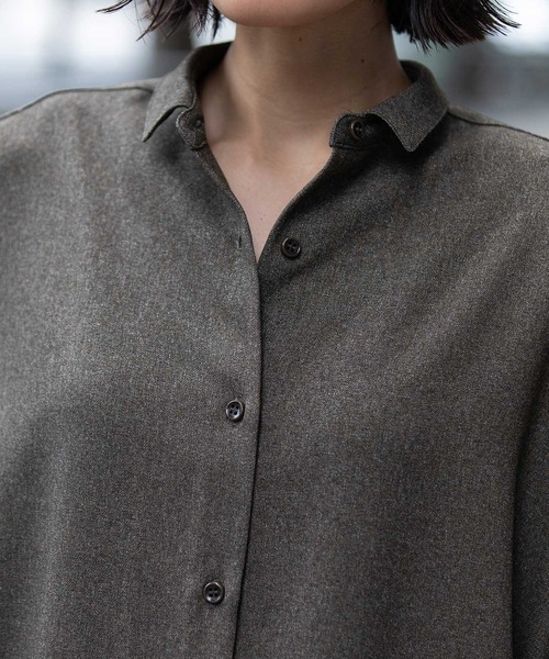セール】メランジツイルワイドシャツワンピース（シャツワンピース