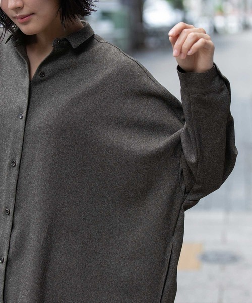 Munich（ミューニック）の「メランジツイルワイドシャツワンピース（シャツワンピース・レディース・ブラウン/ブラック/チャコールグレー・FREE）」の12枚目の写真