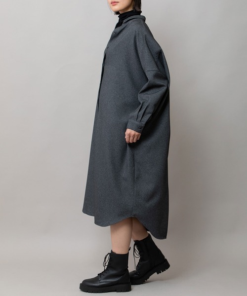 Munich（ミューニック）の「メランジツイルワイドシャツワンピース（シャツワンピース・レディース・ブラウン/ブラック/チャコールグレー・FREE）」の16枚目の写真