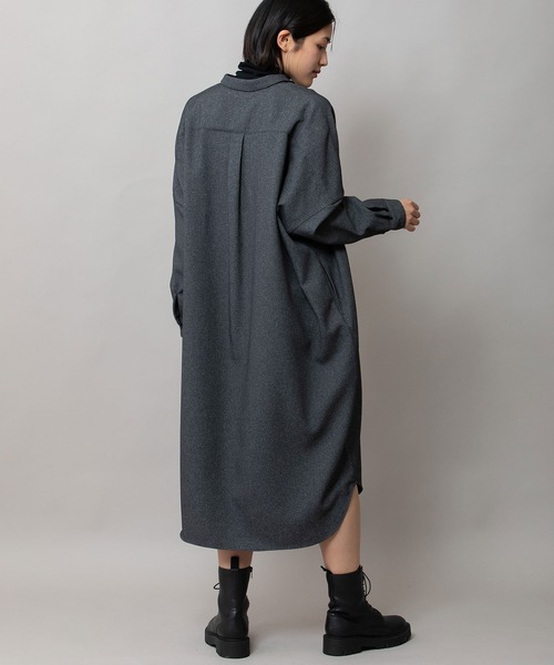 Munich（ミューニック）の「メランジツイルワイドシャツワンピース（シャツワンピース・レディース・ブラウン/ブラック/チャコールグレー・FREE）」の17枚目の写真