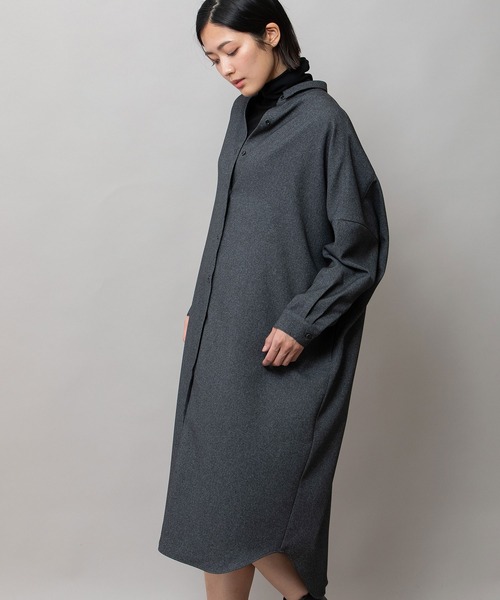 Munich（ミューニック）の「メランジツイルワイドシャツワンピース（シャツワンピース・レディース・ブラウン/ブラック/チャコールグレー・FREE）」の19枚目の写真