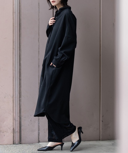 Munich メランジツイルワイドシャツワンピース セール】メランジツイルワイドシャツワンピース（シャツワンピース