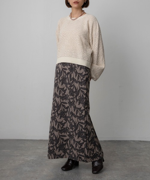 Floran(フローラン)の「花柄プリントナロースカート(スカート・レディース・ベージュ/ブラウン/チャコールグレー・FREE)」の14枚目の写真