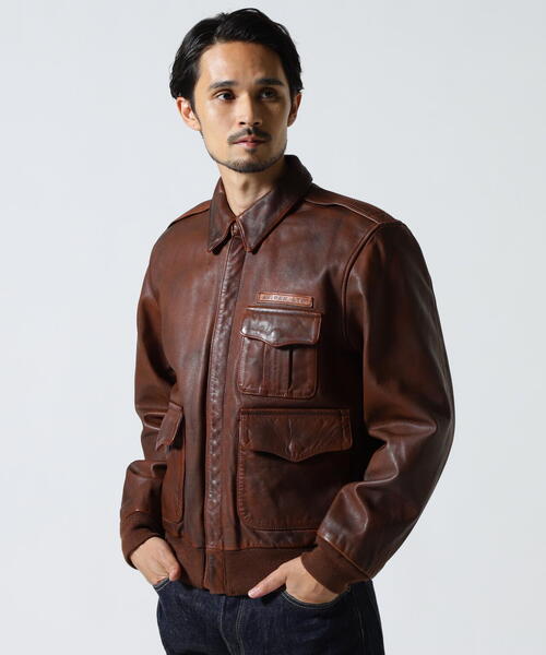 AVIREX（アヴィレックス）の「CUSTOM＆PAINTED A-2 / カスタム アンド ペインテッド A-2 / AVIREX / アヴィレックス（ブルゾン・メンズ・ブラック/ブラウン・2XL/L/M/XL）」の8枚目の写真