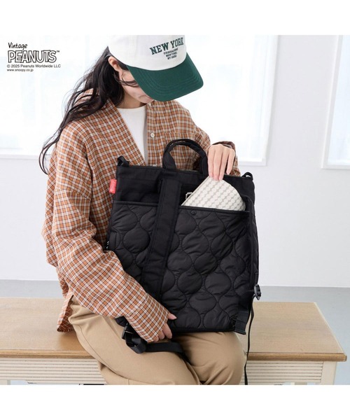 ROOTOTE（ルートート）の「【PEANUTSコミック誕生75周年記念商品】ルートート / IP.セオルー.パフ.Peanuts-0R（バックパック/リュック・レディース・カーキ/ブラック・FREE）」の16枚目の写真