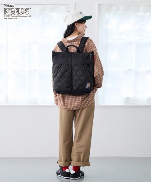 ROOTOTE（ルートート）の「【PEANUTSコミック誕生75周年記念商品】ルートート / IP.セオルー.パフ.Peanuts-0R（バックパック/リュック・レディース・カーキ/ブラック・FREE）」の22枚目の写真