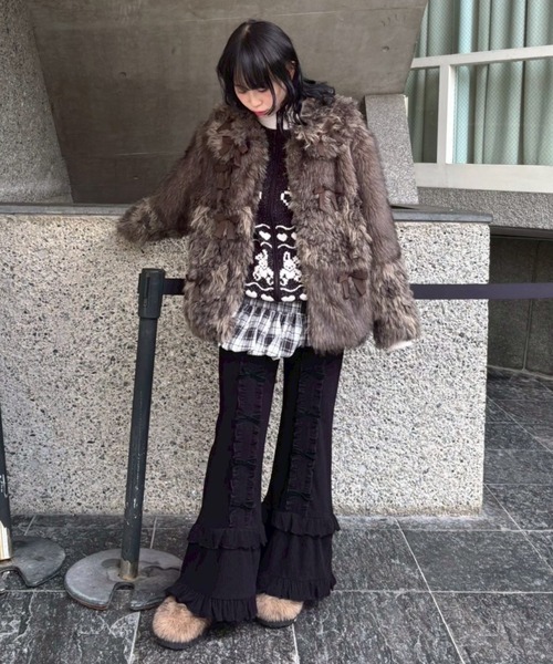 Candy Stripper（キャンディストリッパー）の「PATCH WORK FUR ジャケット（ダウンジャケット/コート・レディース・チャコール/ベージュ/ライトグレー・FREE）」の13枚目の写真