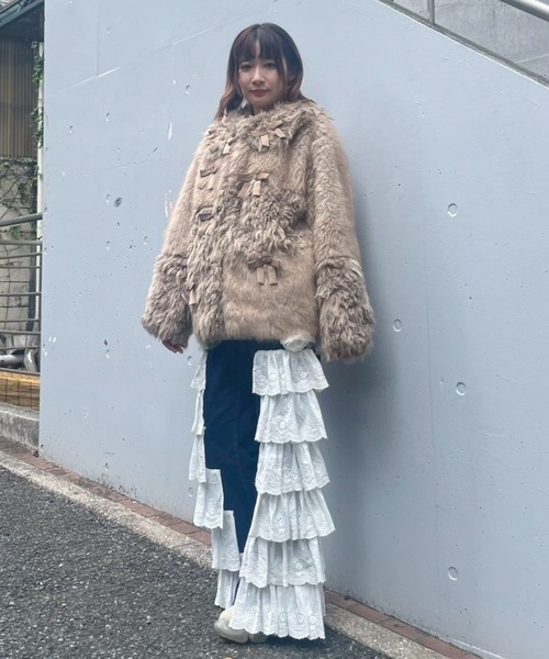 Candy Stripper（キャンディストリッパー）の「PATCH WORK FUR ジャケット（ダウンジャケット/コート・レディース・チャコール/ベージュ/ライトグレー・FREE）」の16枚目の写真