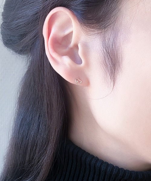 K10 ピンクゴールド ダイヤモンド ハート ピアス BLOOM/ブルーム