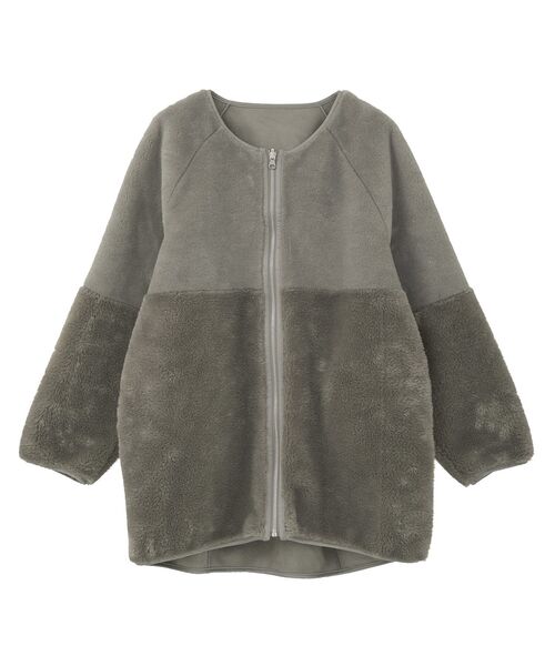 2WAY/2025AW】ノーカラーフェイクムートンコート（ムートンコート