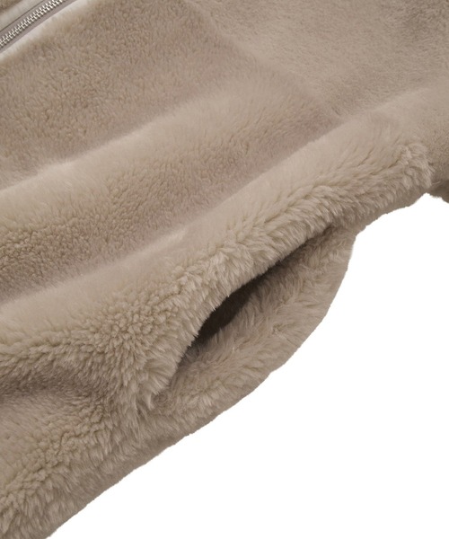 earth music&ecology（アースミュージックアンドエコロジー）の「【2WAY/2025AW】ノーカラーフェイクムートンコート（ムートンコート・レディース・カーキ/ピンクベージュ・FREE）」の16枚目の写真