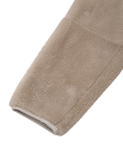 earth music&ecology（アースミュージックアンドエコロジー）の「【2WAY/2025AW】ノーカラーフェイクムートンコート（ムートンコート・レディース・カーキ/ピンクベージュ・FREE）」の13枚目の写真