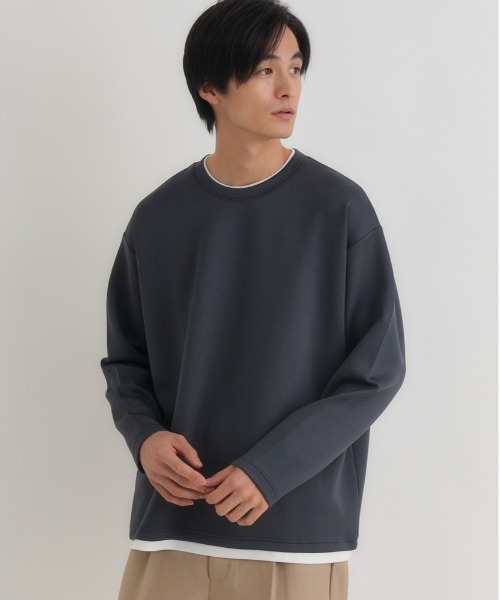 BACK NUMBER（バックナンバー）の「BACK NUMBER(バックナンバー)【メンズ】杢ダンボールフェイクレイヤードトップス（Tシャツ/カットソー・メンズ・ライトグレー/ダークグレー/ネイビー・L/XL/M）」の3枚目の写真