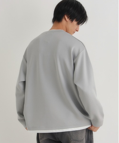 BACK NUMBER（バックナンバー）の「BACK NUMBER(バックナンバー)【メンズ】杢ダンボールフェイクレイヤードトップス（Tシャツ/カットソー・メンズ・ライトグレー/ダークグレー/ネイビー・L/XL/M）」の18枚目の写真