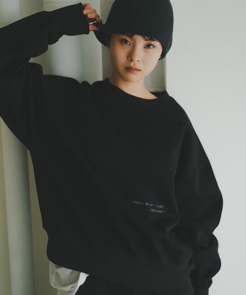 lit（リット）の「Embroidery Loose Sweat（スウェット・レディース・ライトグレー/ブラック/チャコールグレー・FREE）」の2枚目の写真